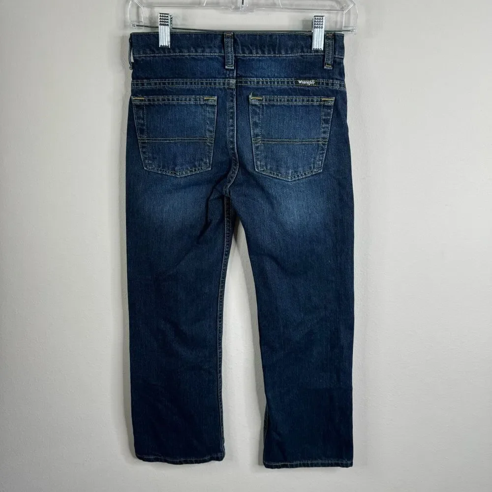 Wrangler Boys Jeans Size 10R Medium Wash Riding‎ Horses Cowboy Adjustable Waist